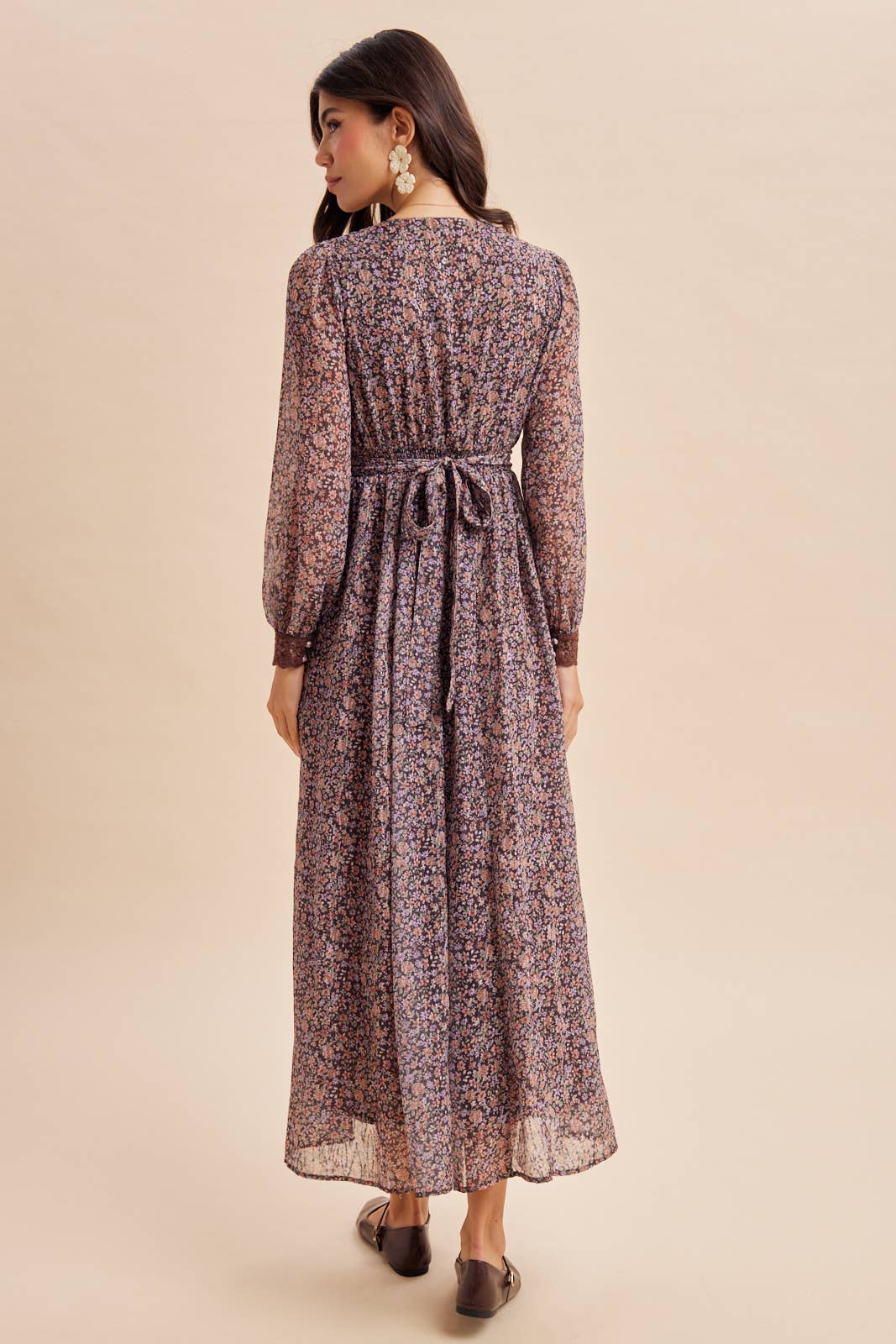 Lace Trim Floral Maxi Dress
