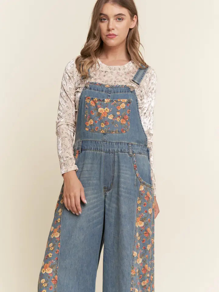 Laurel's Floral Denim Overalls