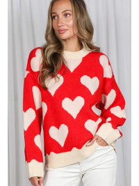 Heart Print Casual Sweater
