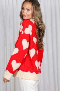 Heart Print Casual Sweater