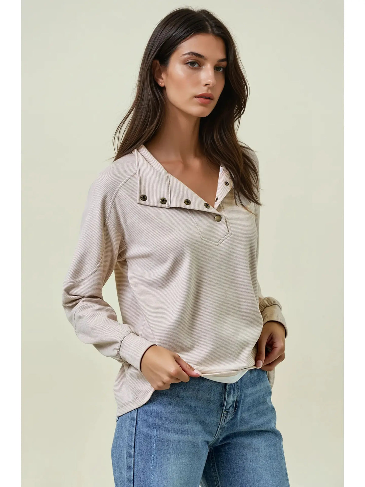 Buttery Soft Striped Knit Sweatshirt