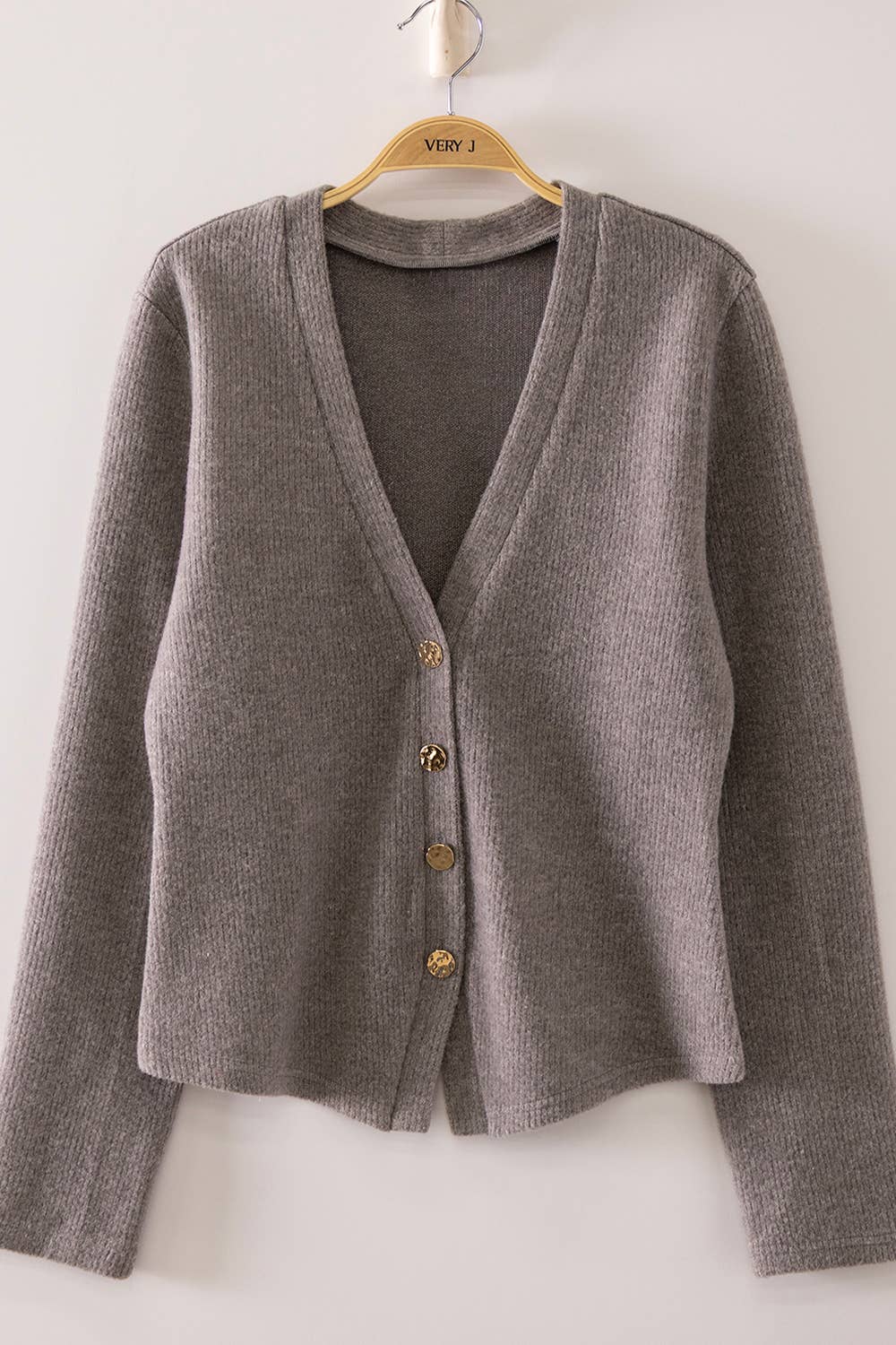 Soft Ribbed V-Neck Cardigan
