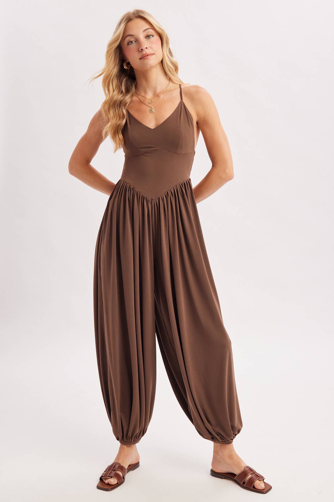 Satin Drape Backless Romper