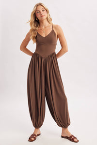 Satin Drape Backless Romper