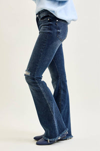 Judy Blue MR Flare Destroy & Fray Hem Jeans