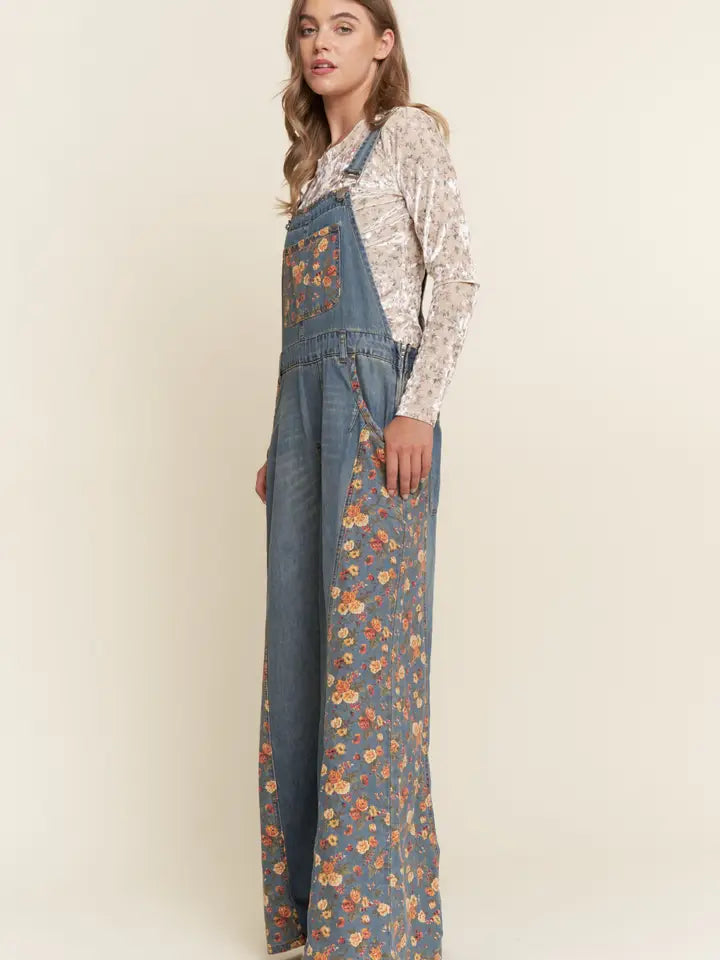 Laurel's Floral Denim Overalls