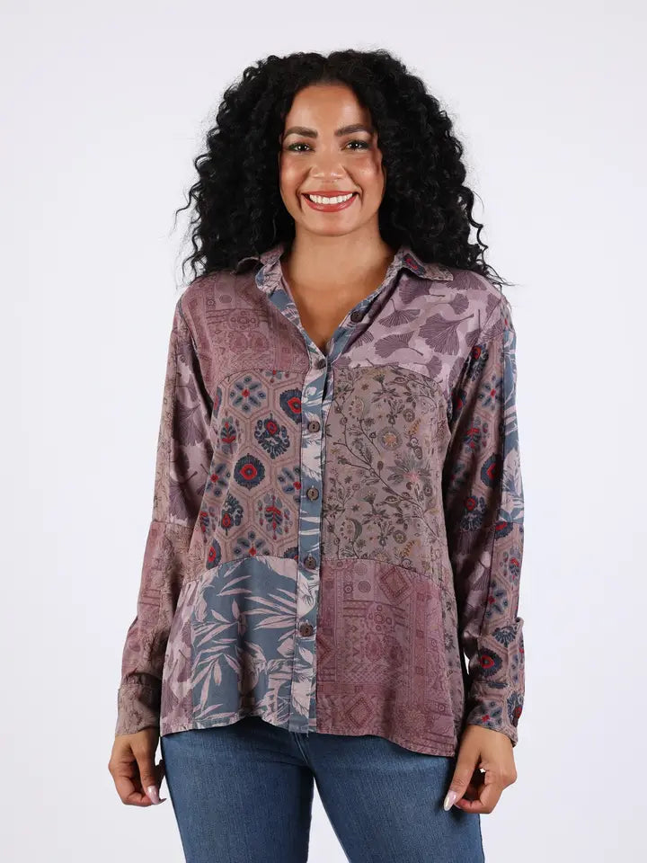 Celeste Vintage Mixed Print Shirt