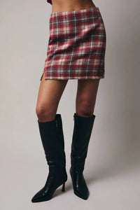 Timeless Plaid Slit Mini Skirt