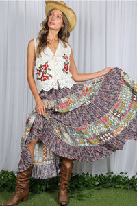 Bohemian Floral Patchwork Skirt