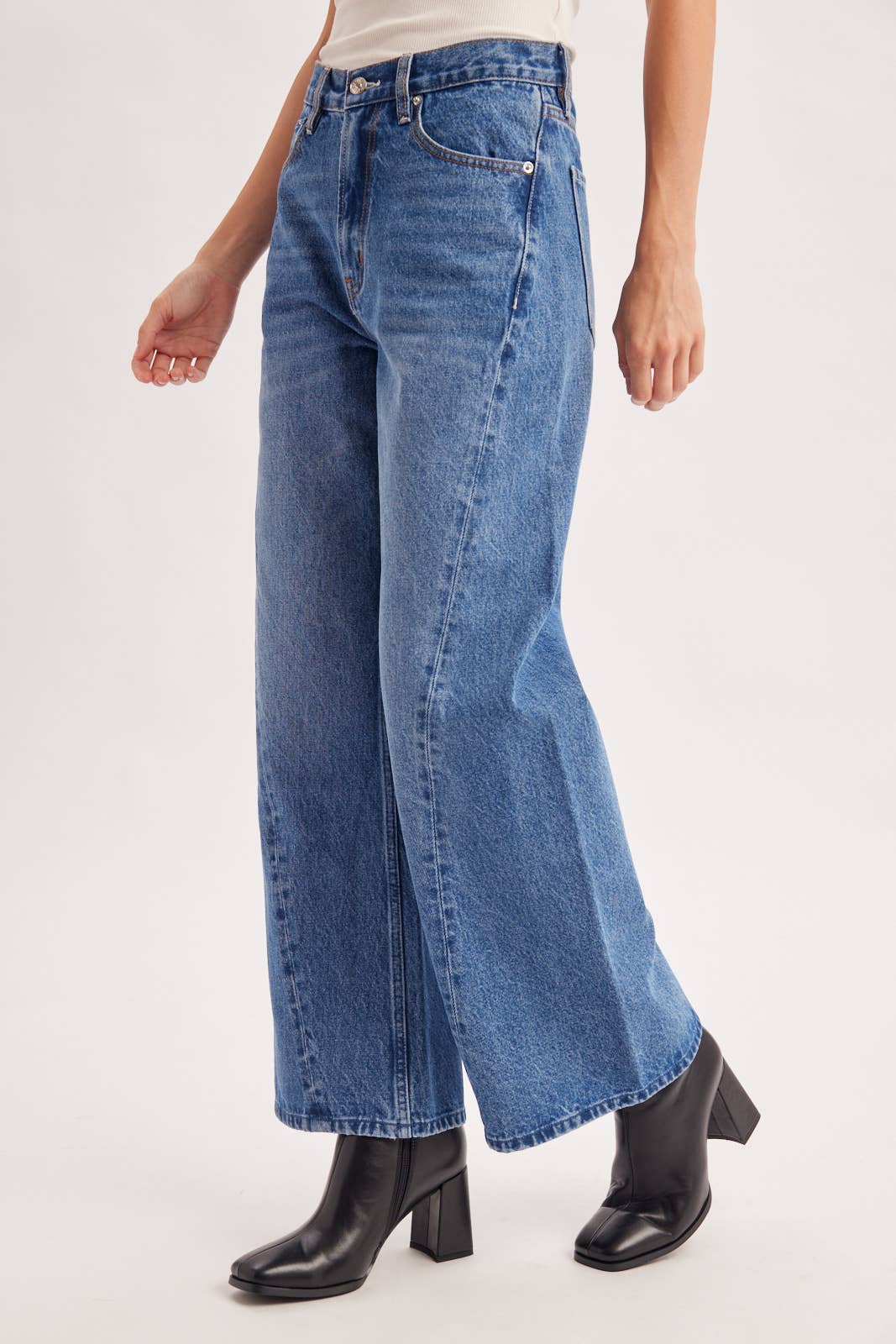 Vintage High Waisted Seam Front Wide Leg Trouser