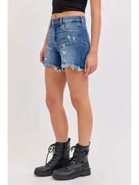 Cello Boyfriend Shorts with Frayed Hem