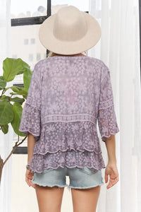 Angela's Lavender Delicate Lace Blouse