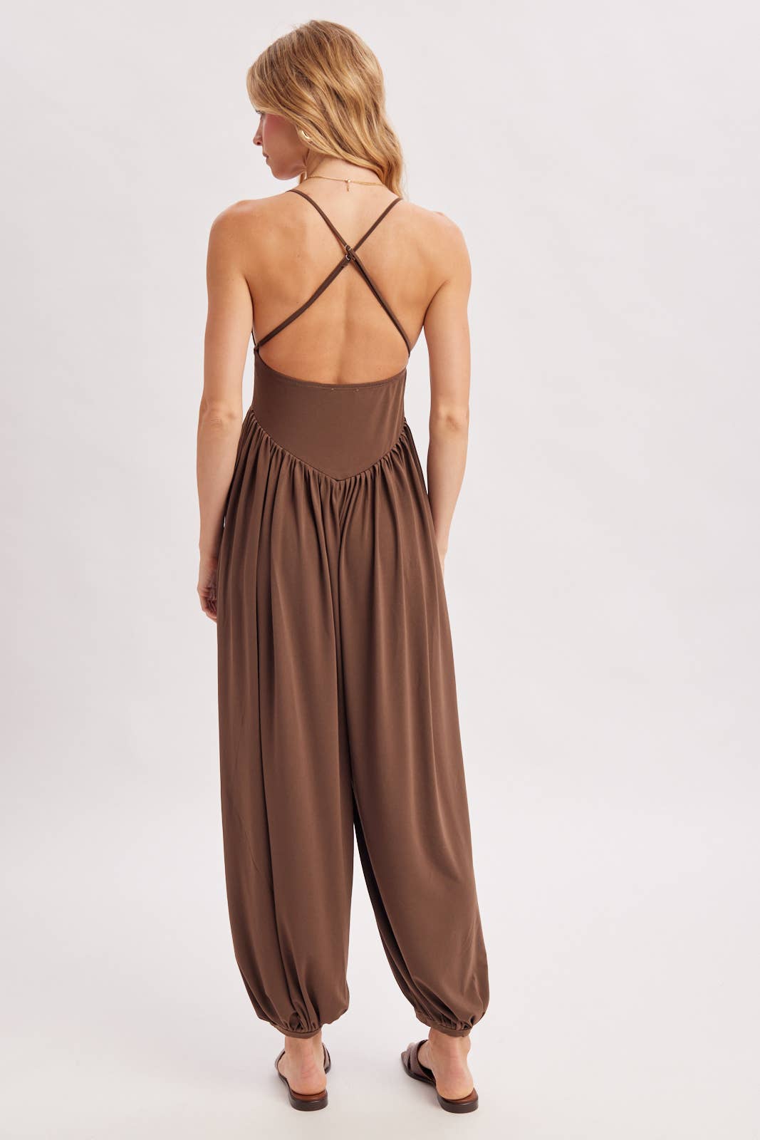 Satin Drape Backless Romper