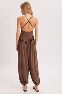 Satin Drape Backless Romper