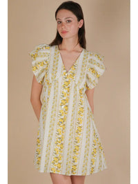 Yellow Floral Button Down Dress