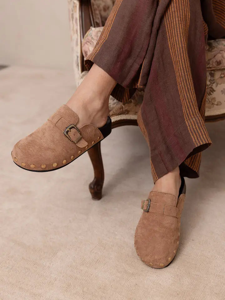 Toni Studded Clog in Latte