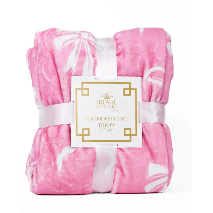 Hannah Pink Bow Throw Blanket