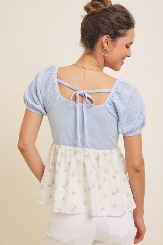 Annabelle Sweater Button-Down Babydoll Top