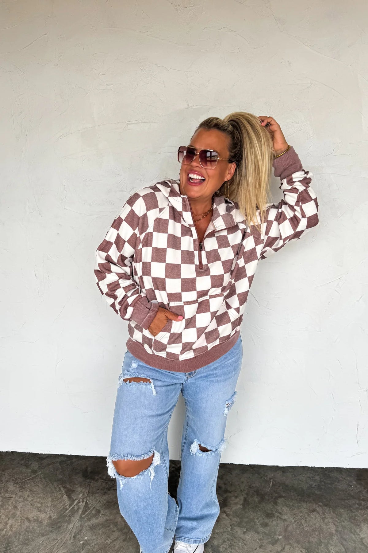Easy Does It Checker Hoodie