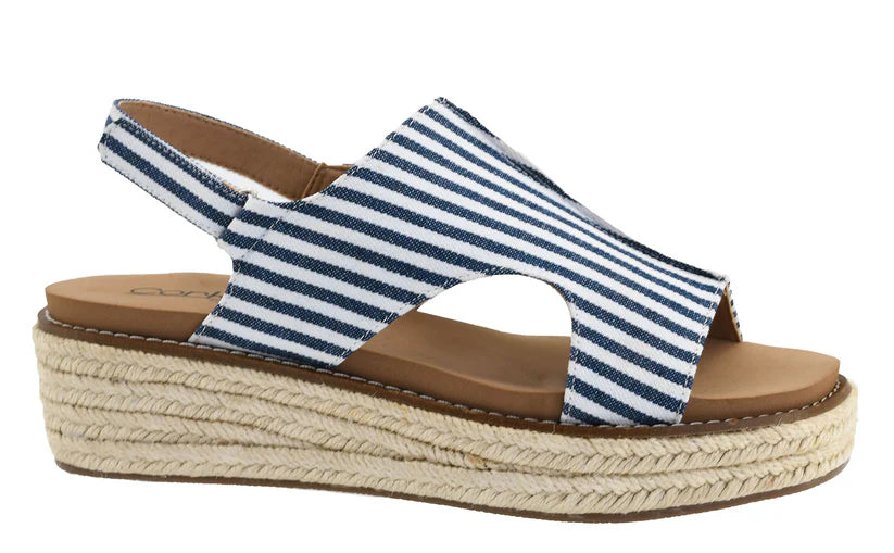 Corkys Ready or Not Sandal in Navy White Stripe