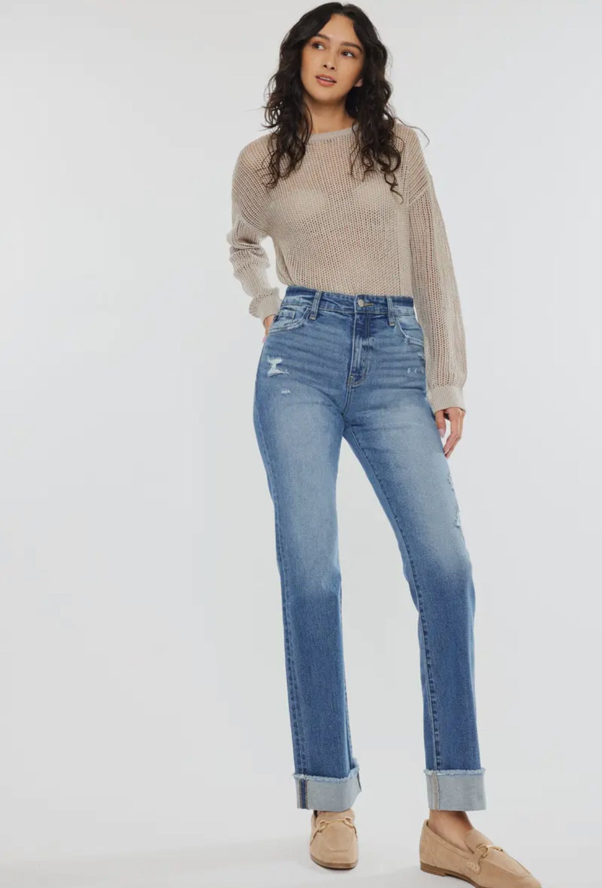 Kan Can High Rise Straight Jeans