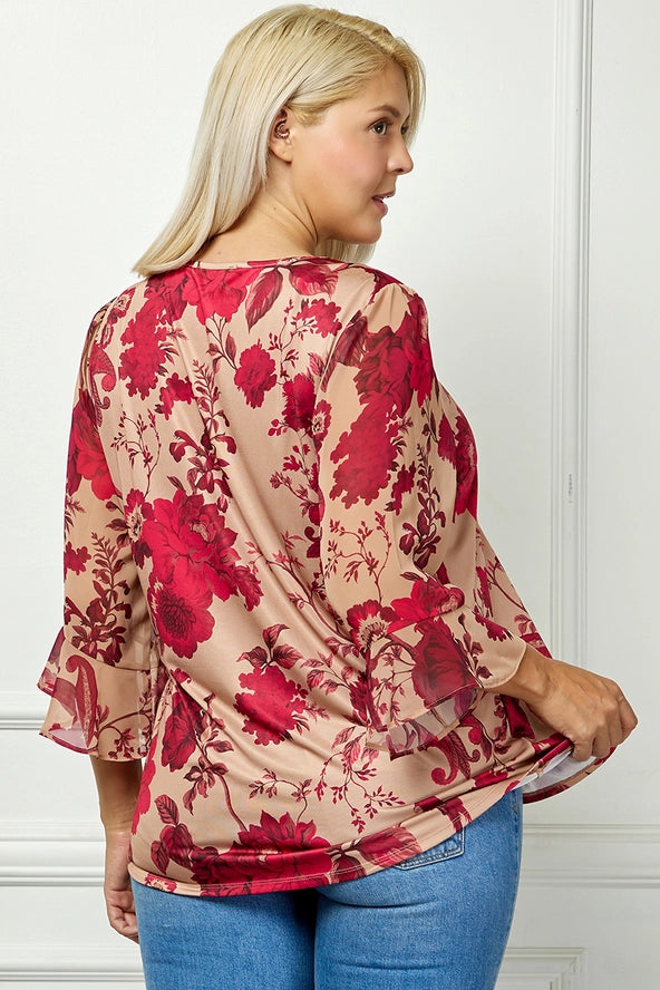 Scarlett's Plus Size Blooming Pleated Blouse