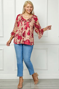 Scarlett's Plus Size Blooming Pleated Blouse