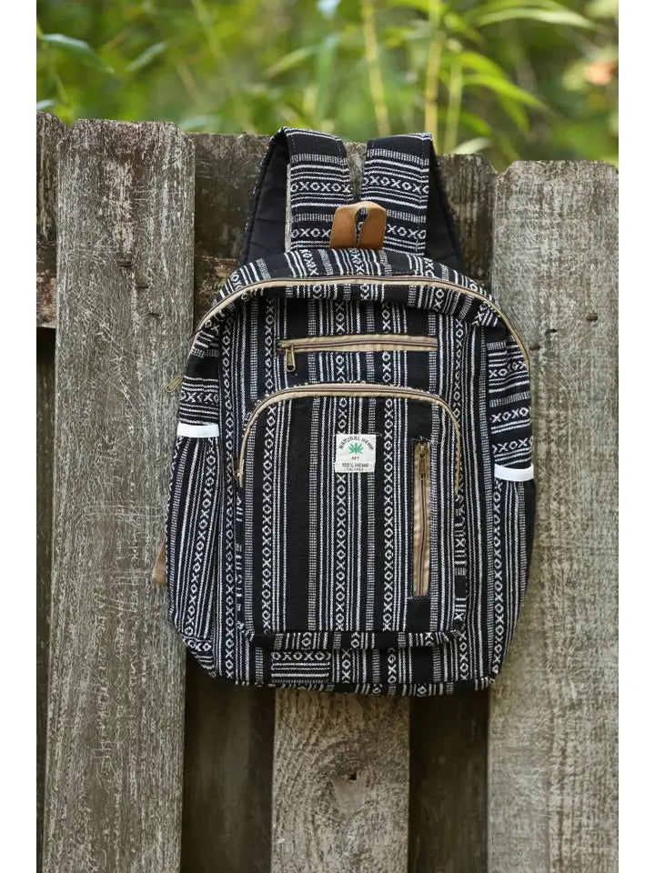 Black & White Ethnic Hemp Backpack