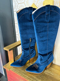 Corkys Unforgettable Teal Velvet Boot