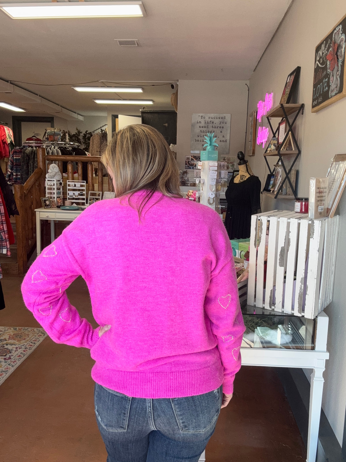 Rhinestone Sparkle Heart Sweater