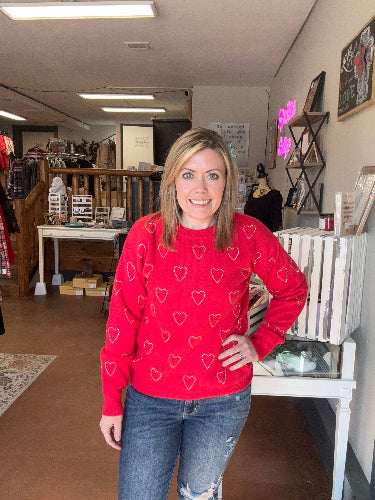 Rhinestone Sparkle Heart Sweater