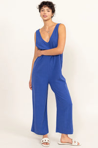 Annie Cobalt Linen Jumpsuit