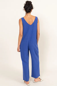 Annie Cobalt Linen Jumpsuit