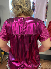 All that Shines Magenta Metallic Top