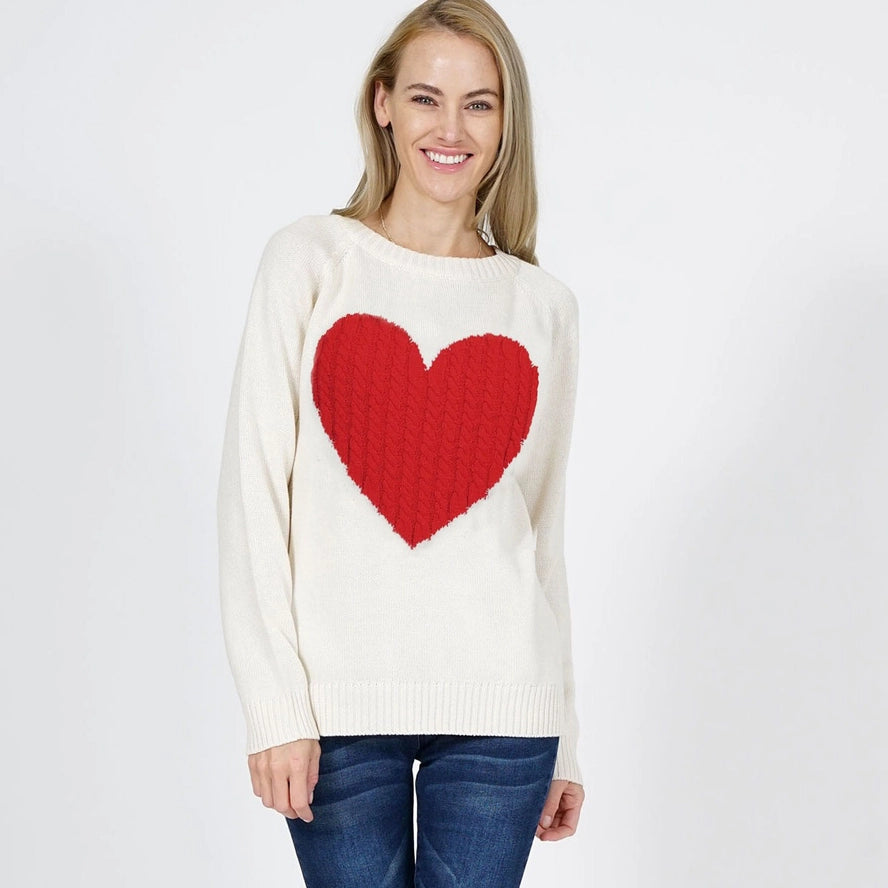 Jacquard Heart Valentine Pullover Sweater