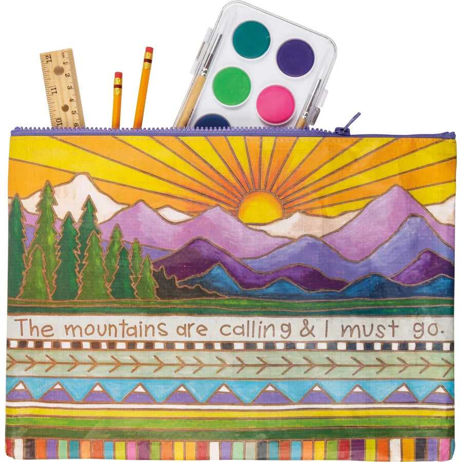 Mountains are Calling Pouch 14.25" x 10" Recycled Material