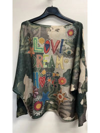 Love Camo Round Neck Knit Printed Sweater from Italy