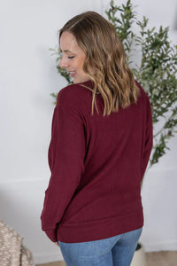 Corrine Burgundy Ribbed Pullover Top