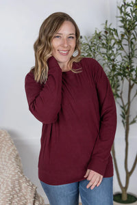 Corrine Burgundy Ribbed Pullover Top