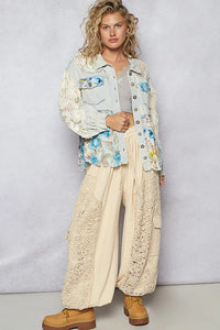 Bella's Cloud Blue Floral Crochet Lace Jacket