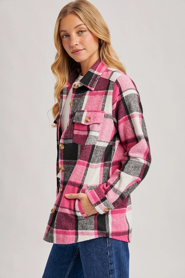 Rasberry Plaid Shacket