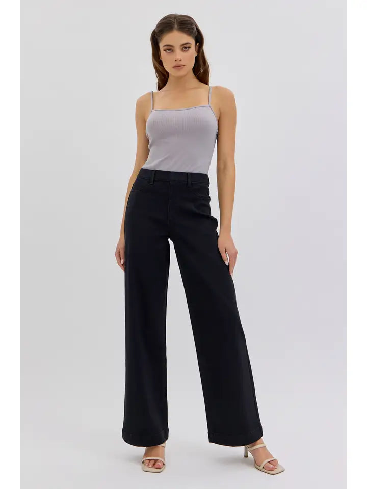 CELLO BLACK WIDE LEG JEANS
