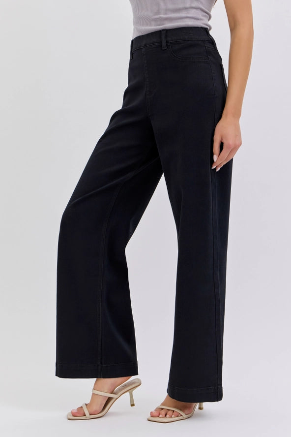 CELLO BLACK WIDE LEG JEANS