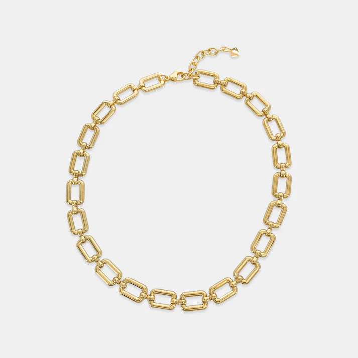 18 Kt Gold-Plated Rectangle Chain Necklace