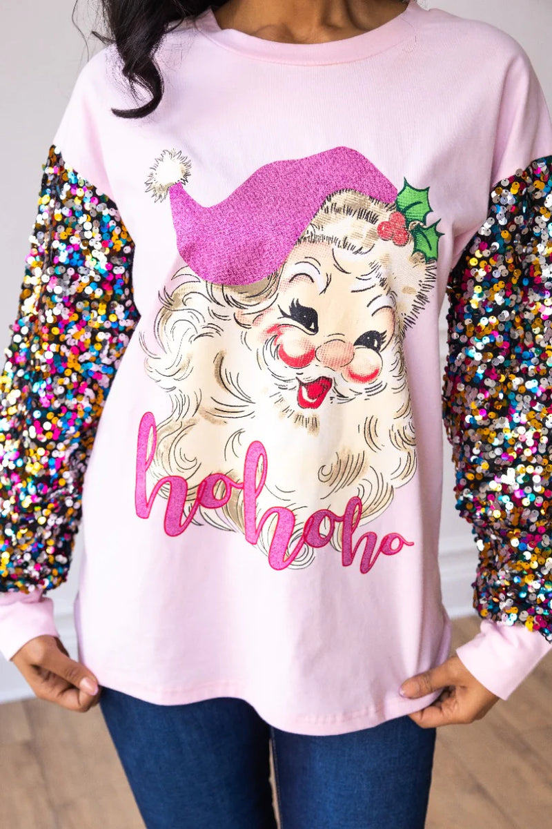 Pink Santa Clause Sequin