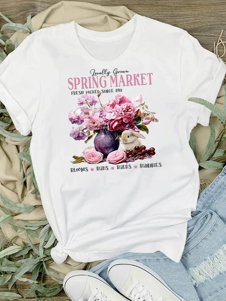 Spring Market Flowers Bunny Tee