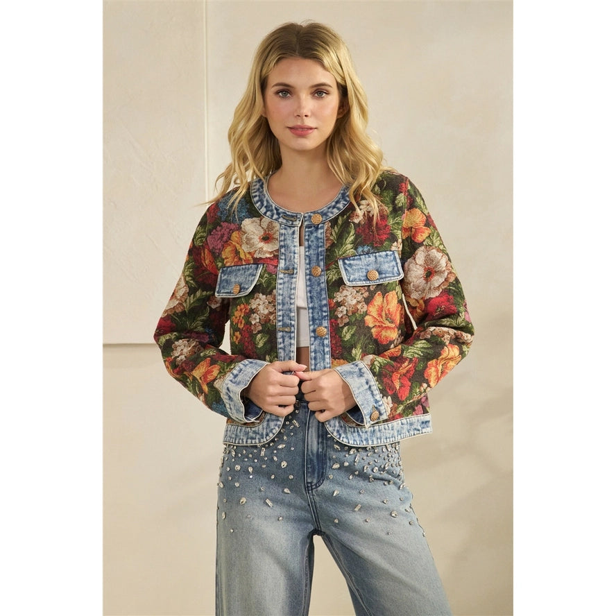 Jillian's Floral Denim Statement Jacket