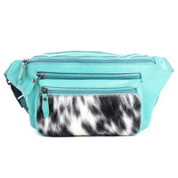 Turquoise Leather Hair-On Myra Waist Pack