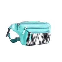 Turquoise Leather Hair-On Myra Waist Pack