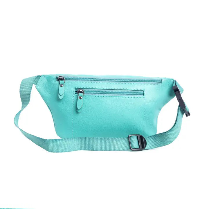 Turquoise Leather Hair-On Myra Waist Pack